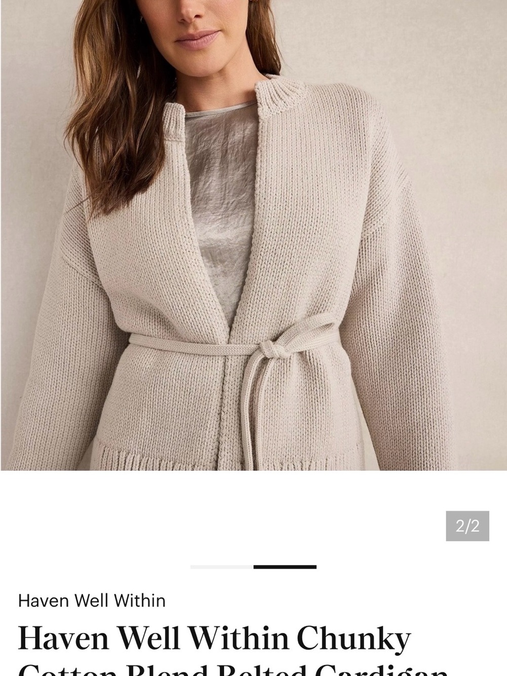 Talbots Haven Well Within Chunky Cotton Blend Belted Cardigan in small NWT